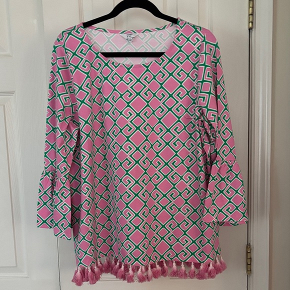crown & ivy Tops - Crown & Ivy Pink and Green Patterned Tunic